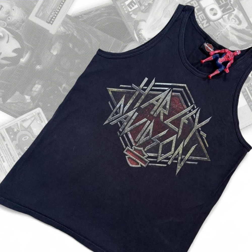 Vintage Harley Davidson Myrtle Beach Tank Top Mens Medium Navy Heavy Metal Y2K